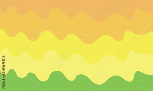 Yellow flower and green leaf seamless pattern with abstract wavy background
