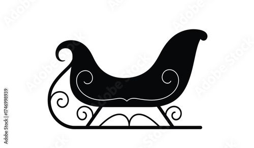 Classic silhouette sleigh silhouette festive holiday transportation winter scene traditional christmas icon decorative element for seasonal designs isolated on white background