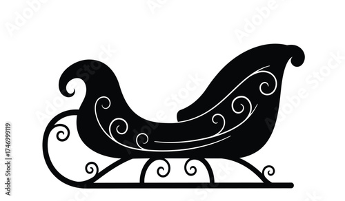 Classic santa sleigh silhouette decorative ornate design christmas holiday season winter transport festive celebration travel isolated on white background