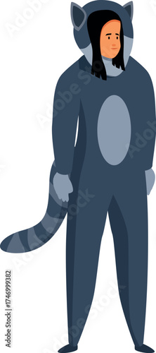 Promoter wearing kigurumi costume is waiting for a party or children's event to start