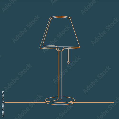 Minimalist desk lamp with a modern design featuring a conical shade and a pull chain switch on a flat