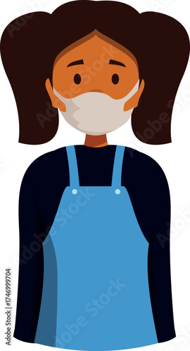 Portrait of a young girl wearing a protective face mask, promoting safety measures during a pandemic