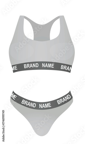 Brand name woman bra and panties. vector	