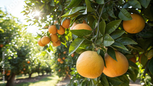 Sunkissed oranges hang heavy on the branch, a vibrant promise of citrusy sweetness in the orchards embrace, natures bounty abounds