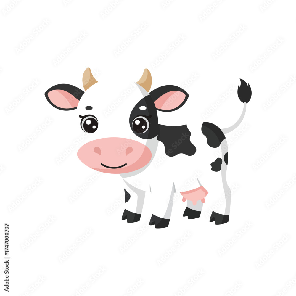 Obraz premium little and cute cow flat vector design