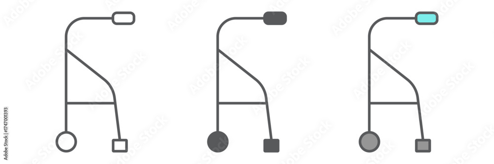 Obraz premium Quad walking stick line icon, orthopedic and medical, quad cane sign, vector graphics, a linear pattern on a white background. editable stroke