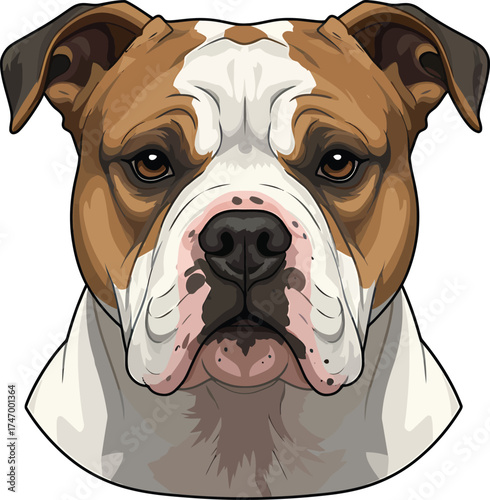 American Bulldog Vector dog Breeds Illustrations white color background