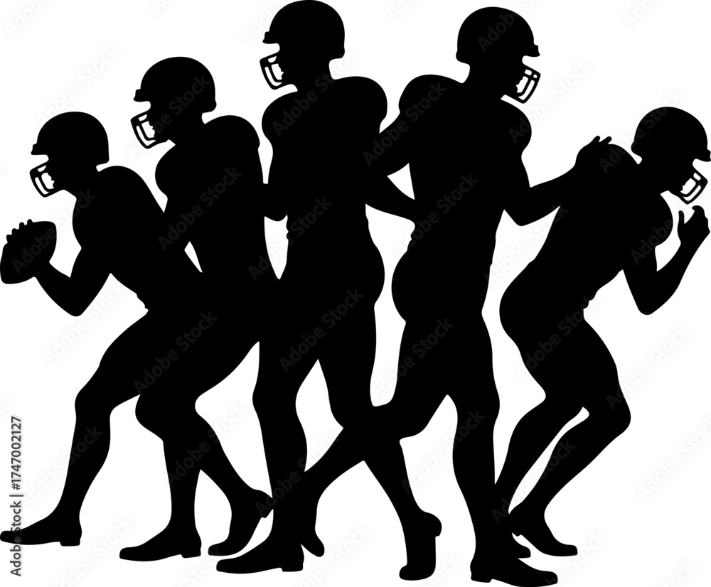 Fototapeta premium American Football Team Silhouette Collection