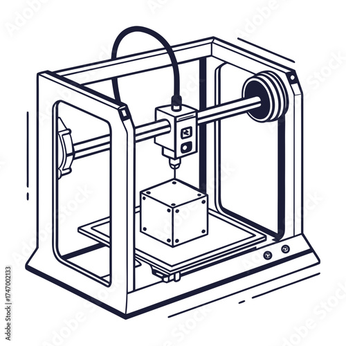 3d printer creating a cube object printing technology