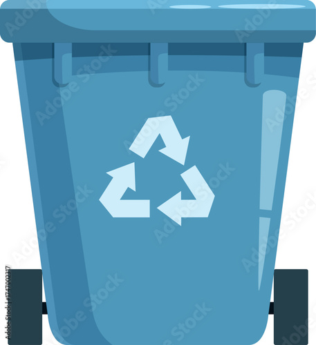 Recycling bin with recycling symbol promoting waste sorting for environmental sustainability