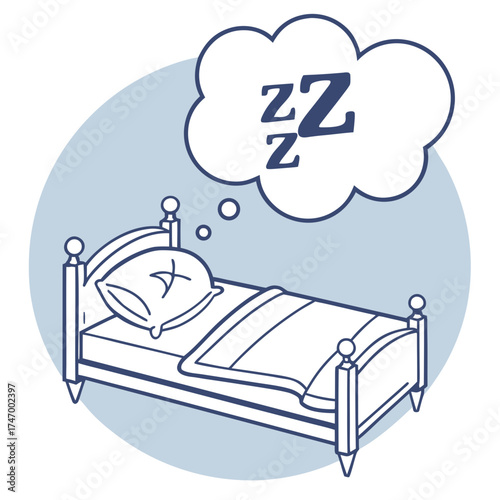 Bed with zzz thought bubble sleep dream