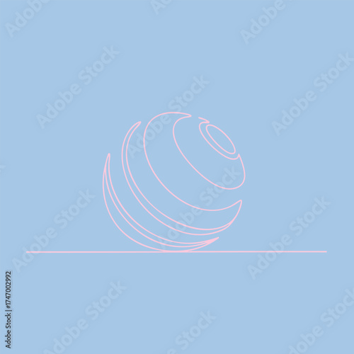 Minimalist abstract design featuring a glowing spherical shape with concentric curves on a soft pastel