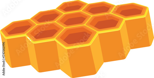 Honeycomb dripping with sweet golden honey on white background, healthy natural ingredient for cooking and baking