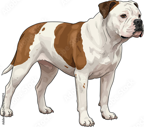 American Bulldog Vector dog Breeds Illustrations white color background