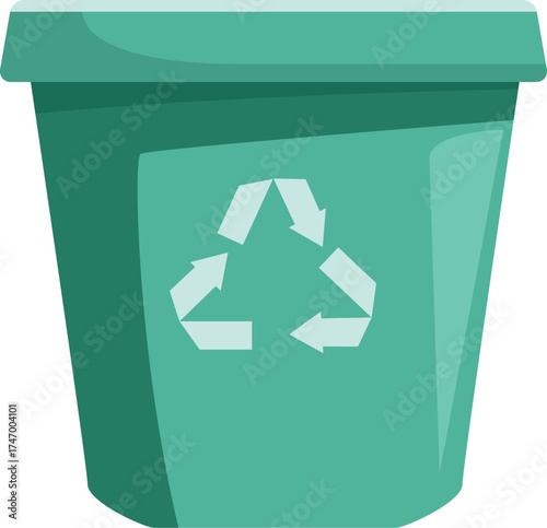 Recycling bin displaying the universal recycling symbol, emphasizing eco conscious waste management