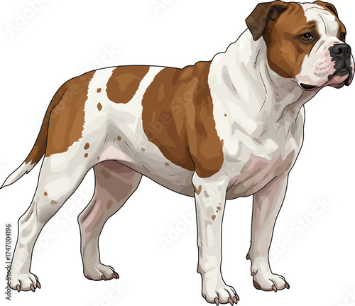 American Bulldog Vector dog Breeds Illustrations white color background