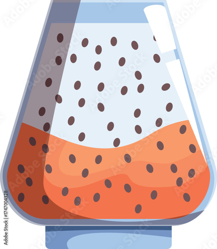 Chia seed pudding in a glass, healthy breakfast or snack, vector illustration