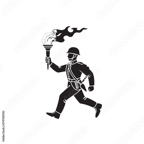 Silhouette of a man running Military Heroic Symbol Illustration vector