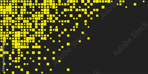 Square shaped particle fade with halftone dots and grain pattern effect representing digital decay pixel disintegration and motion background in abstract style
