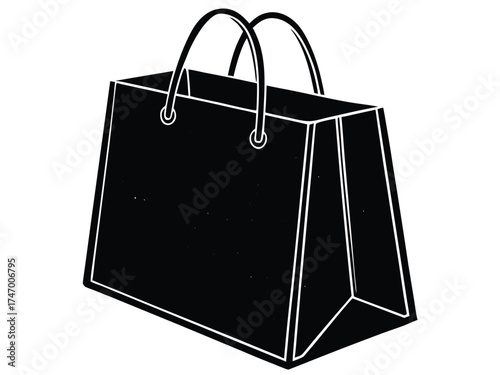 Vector art of black shopping bag with handles