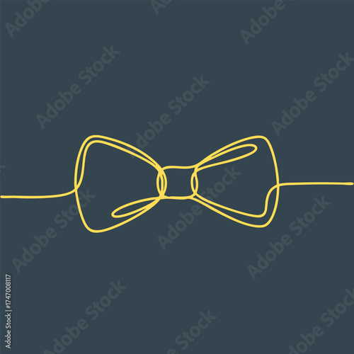 Minimalist Line Art of a Bow Tie on Dark with Elegant Style and Simple Design