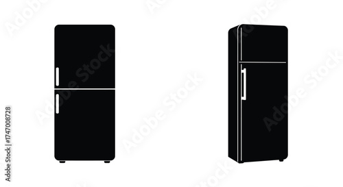 Black refrigerators side by side showcasing modern appliance design and style