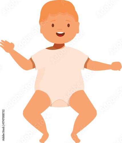 Adorable baby sitting with open arms, enjoying playtime, full body illustration