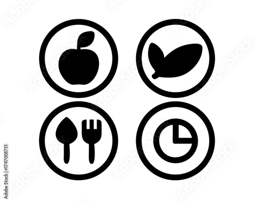 Healthy food icons representing balanced nutrition