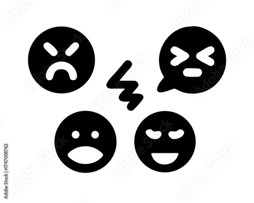 Four emoticons showing different emotions