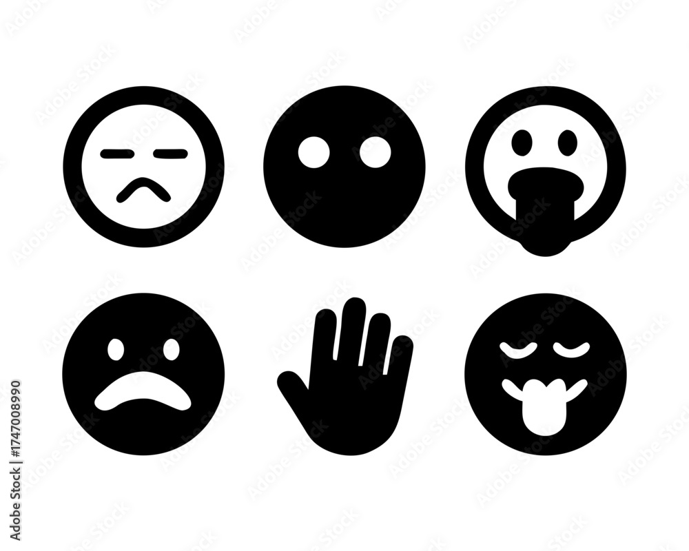 Fototapeta premium Collection of diverse emoji faces expressing various emotions