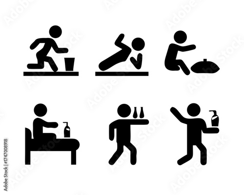 Collection of stick figures engaging in various daily activities