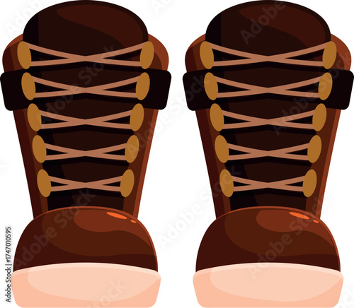 Hiking boots standing upright on a white background, ready for adventure
