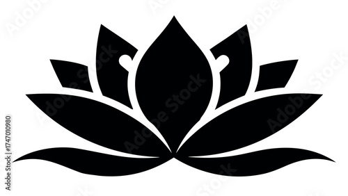 Elegant black lotus flower silhouette design