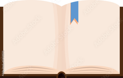 Open book with blue bookmark showing blank pages, ideal for educational or literary concepts