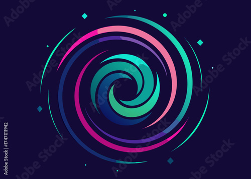 Digital Neon Swirl Abstract Motion Background Illustration