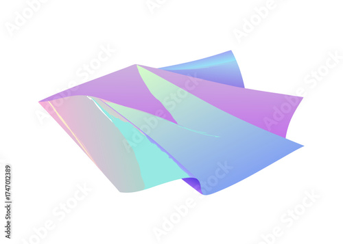 Holographic Metallic Fabric Folds Shiny Background Illustration