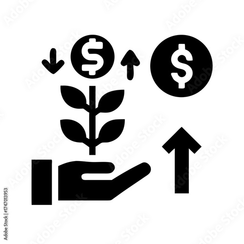 Investment fluctuation concept with hand and arrows
