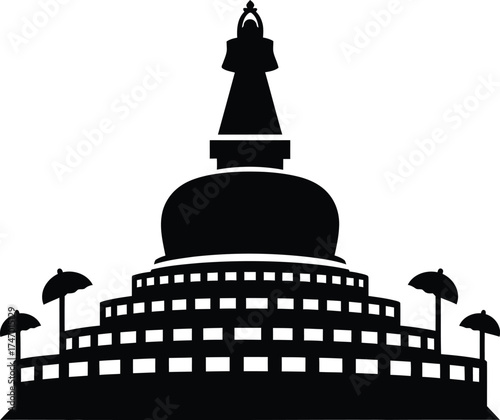 Buddhist stupa icon symbol graphic illustration art