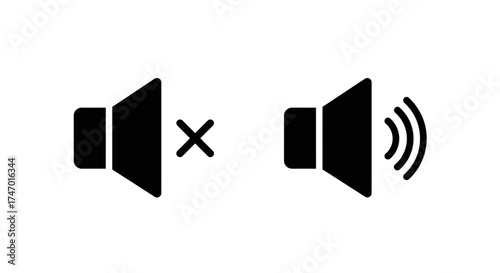 Speaker icons displaying muted and unmuted volume states clearly