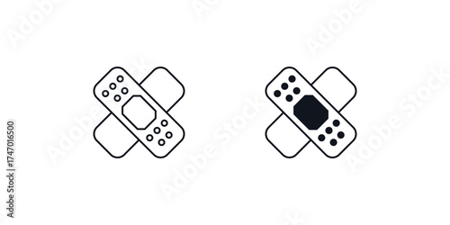 Band Aid set icon with white background vector stock illustration