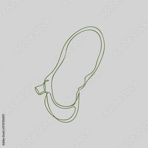 Minimalist Line Drawing of a Classic Running Shoe with a Curved Design on a Light Gray
