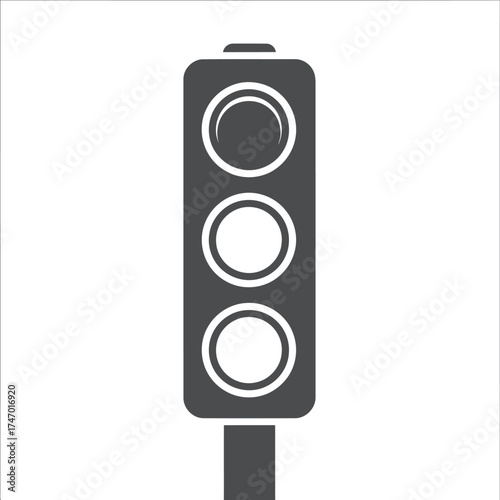 Red traffic light and bass loudspeaker box isolated on white background