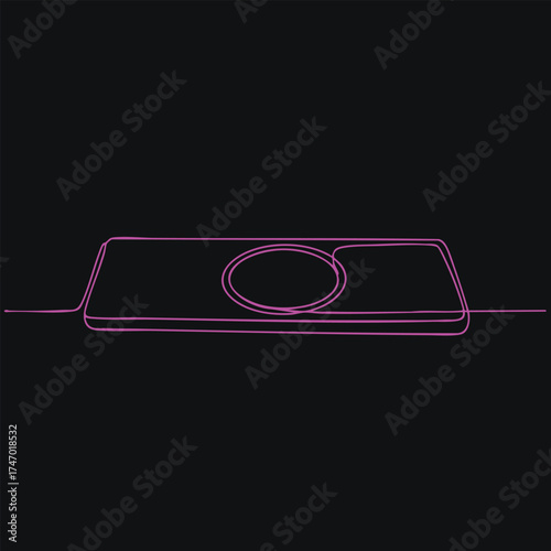 Minimalist neon outline of a stovetop burner on a dark emphasizing modern kitchen design