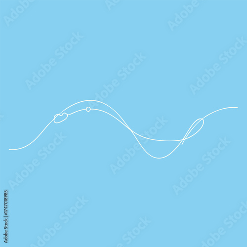 Minimalist abstract design featuring smooth flowing lines on a calming light blue