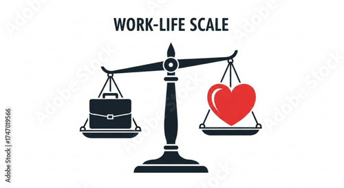 Worklife balance scale concept of equilibrium between career and personal life vector illustration for business and lifestyle