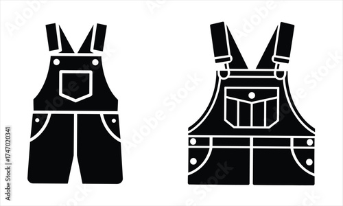 Illustration of two different types of black overalls isolated on white