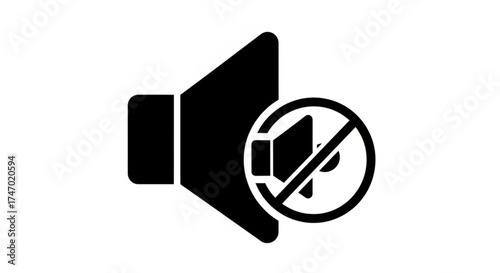 Speaker mute icon, a visual representation of disabling sound output, presented in a bold and simple design on