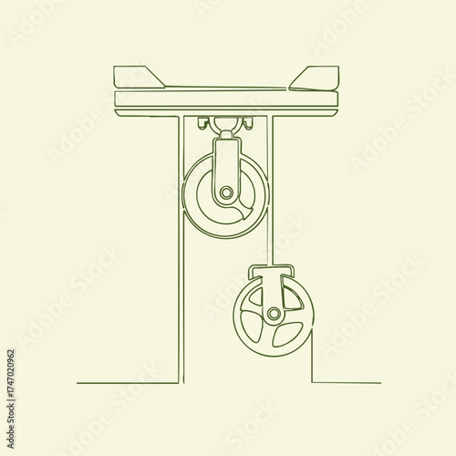 Minimalist Line Drawing of a Skateboard with Wheels and Deck on a Light