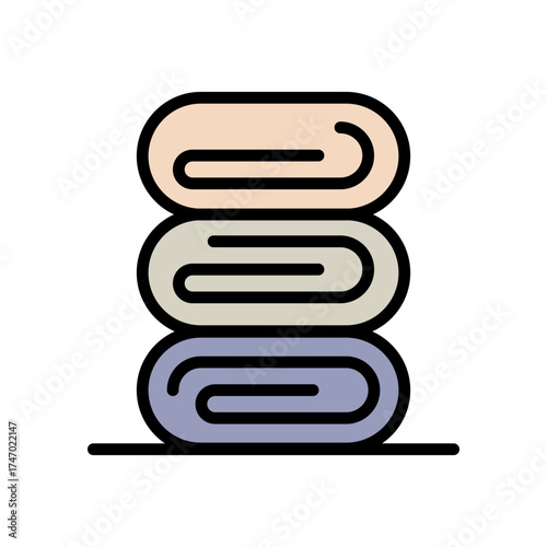 Rolled up spa towels color icon. Healthcare, skincare, wellness simple symbol. Vector isolated illustration.