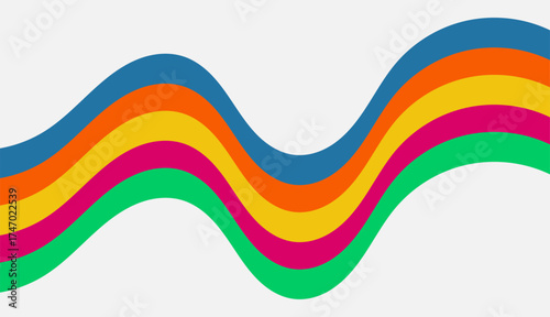 Groovy Retro Dark and Red Wavy Stripe Abstract Background Vector